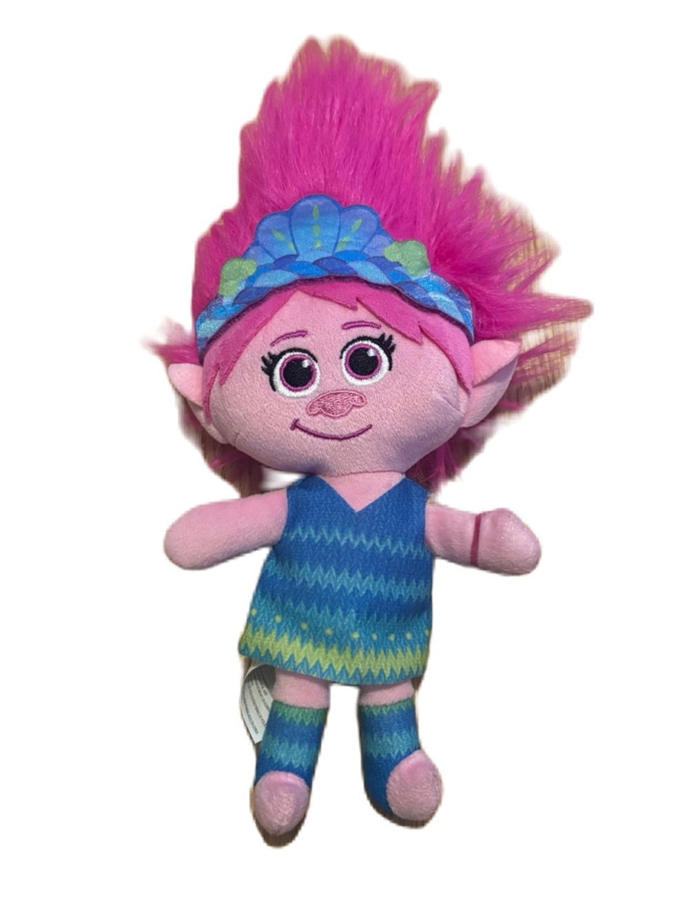 Trolls Poppy Pink Hair Plush Doll in Blue Dress - Trolls Brand Stuffed Animal